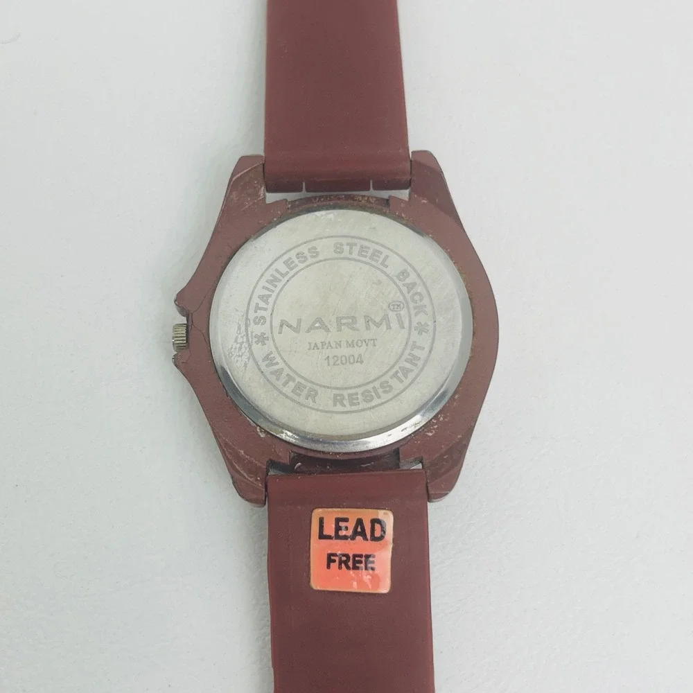 Narmi Wristwatch Unisex OS 12004 Brown Silicone Japan Untested